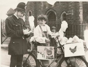 1972 Eifion on the bike with Arwyn as a policeman